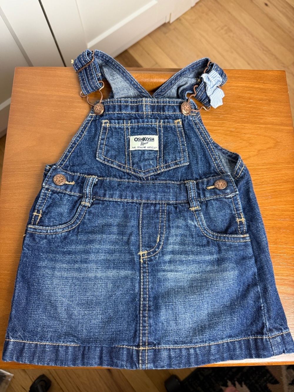 Oshkosh b gosh 18 month jean jumper dress overall 100% cotton vintage preppy